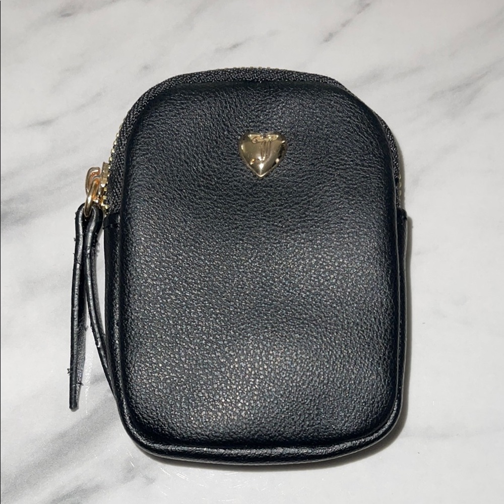 Juicy Couture Black Faux Leather Zippered Pouch